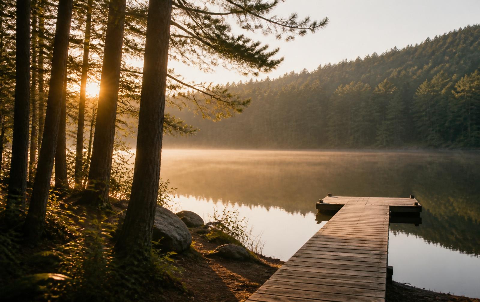 Morning fog rising off a lake at Incarnation Camp